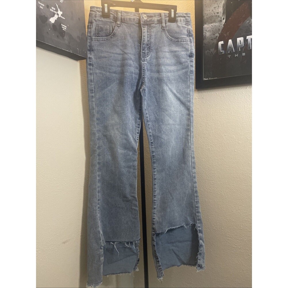 Shein Flared Denim Jeans Size 12 Y Blue High Rise Medium Wash 5-Pocket